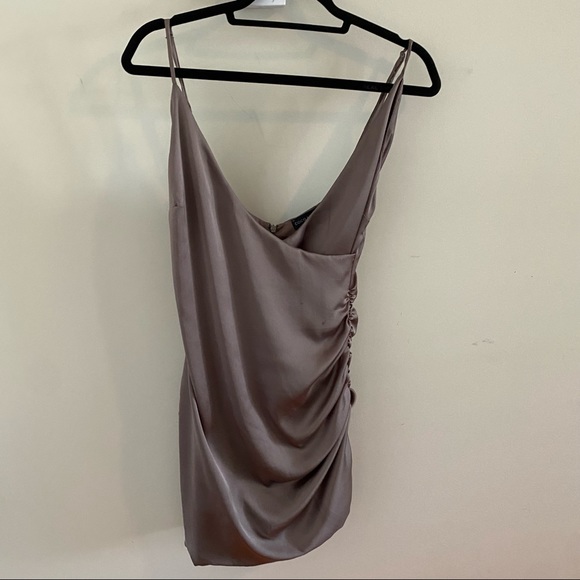 Coco & Yves Brown Satin Mini Dress - Picture 2 of 13